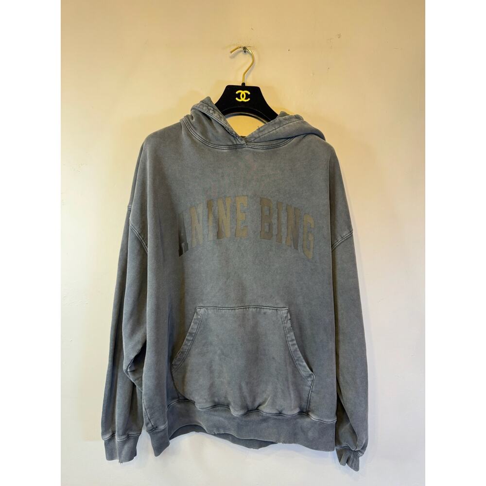 ANINE BING Embroidered Long Sleeve Loose Hoodies Sweatshirt Top Women's M